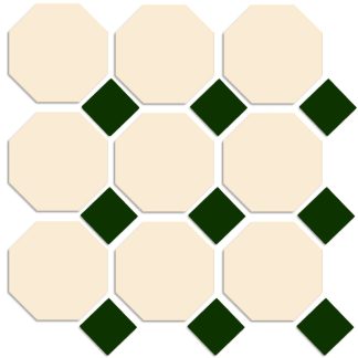 Octagon Matt Cream with Green Dot