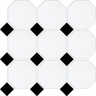 Octagon White with Black Dot